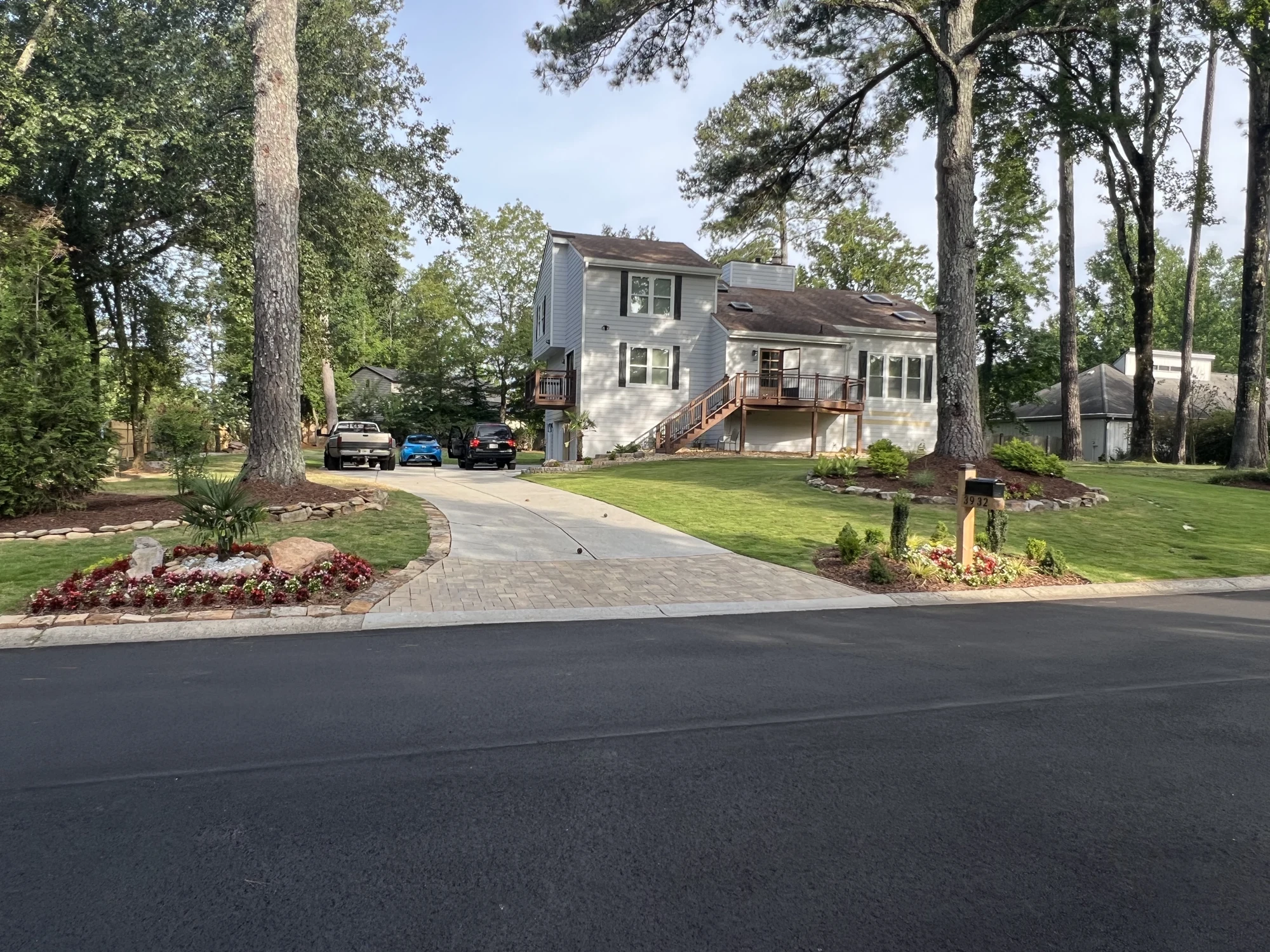 Mature trees surrounding a residential property